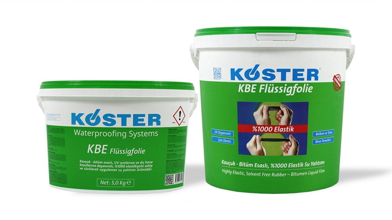 KÖSTER KBE Flüssigfolie Kauçuk-Bitüm Esaslı, UV Dayanımlı, %1000 Elastik Su Yalıtımı 20 KG